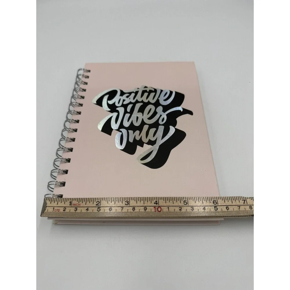 Positive Vibes Only Spiral Journal Notebook- Pink Cardboard Cover